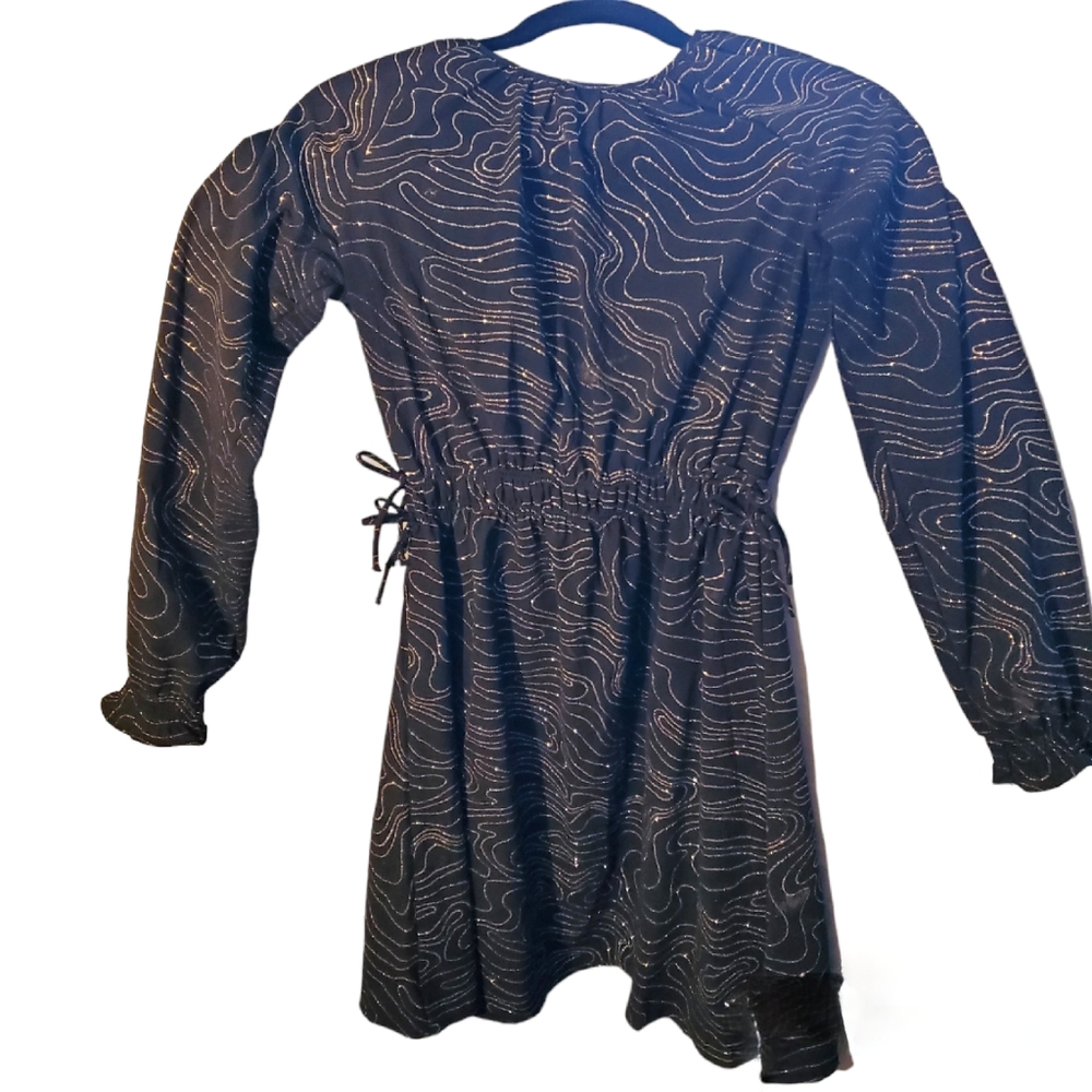 H&M Black Dress with Metallic Gold Wave Design